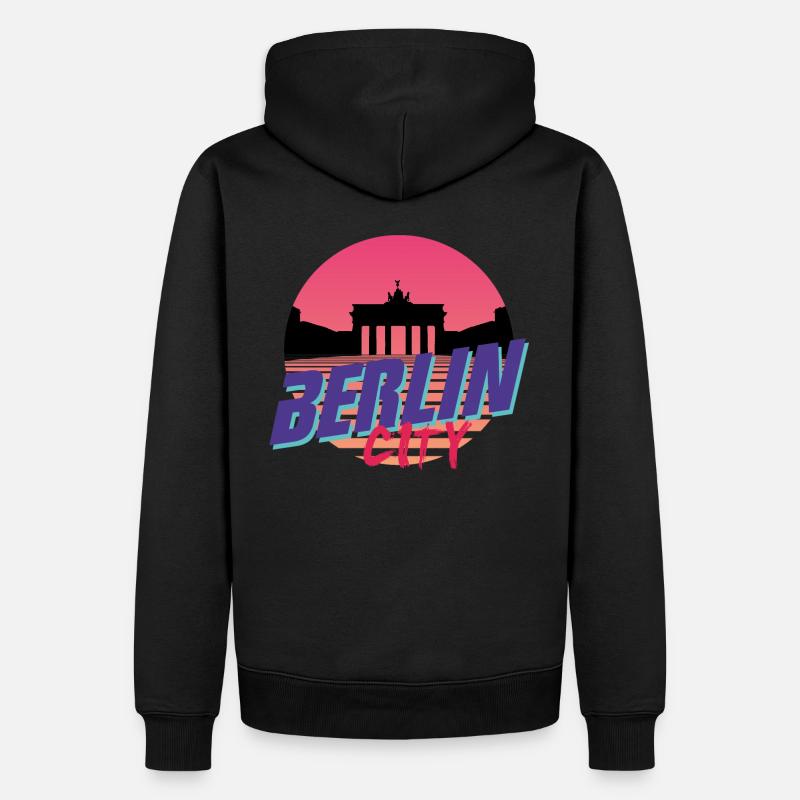 Berlin x Miami Backprint - Sweat à capuche Premium bio Homme - noir