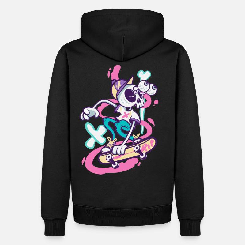 Skelettjunge auf coolem Skateboard Schädel - Männer Premium Bio Hoodie - Schwarz