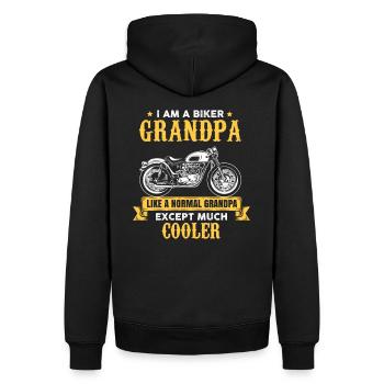 Cooles Biker Opa Shirt - Motorradfahrer - Chopper - Männer Premium Bio Hoodie - Schwarz - Hinten - Nico (187cm)