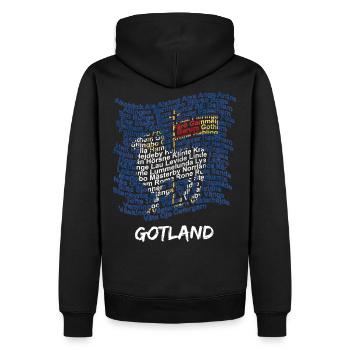 Gotland - Socken als Flagge - Männer Premium Bio Hoodie - Schwarz - Hinten - Nico (187cm)