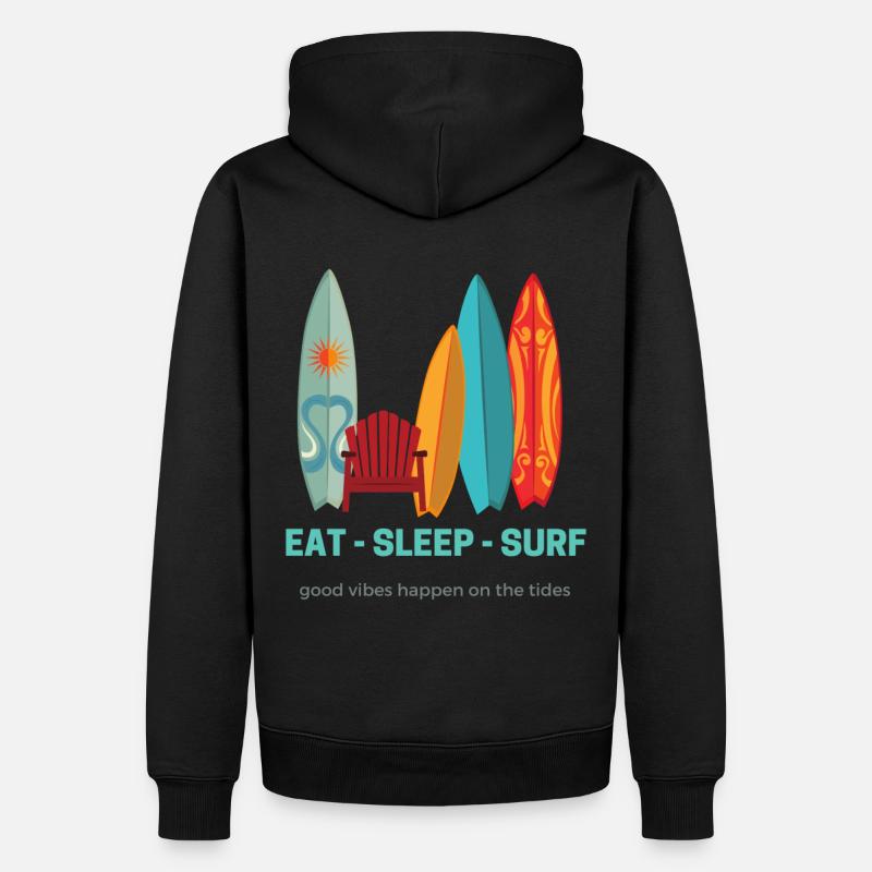 Eat - sleep - surf - Männer Premium Bio Hoodie - Schwarz