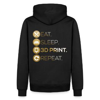 3D Drucker Eat Sleep Repeat - Männer Premium Bio Hoodie - Schwarz - Hinten - Nico (187cm)