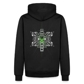 T-shirt Jumpstyle Gabber Laser Hardstyle Authority - Sweat à capuche Premium bio Homme - noir - Dos - Nico (187cm)
