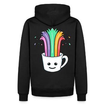 Tasse de café sucré avec arc-en-ciel - Sweat à capuche Premium bio Homme - noir - Dos - Nico (187cm)