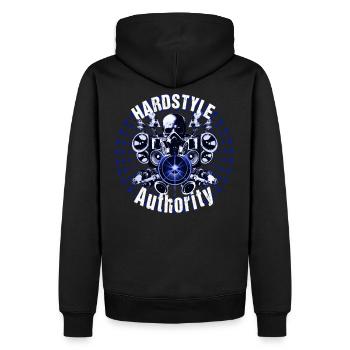 Hardstyle Authority Festival Blau Extrem Bass Beat - Männer Premium Bio Hoodie - Schwarz - Hinten - Nico (187cm)