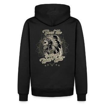 Ressentez l'esprit du Far West - Sweat à capuche Premium bio Homme - noir - Dos - Nico (187cm)