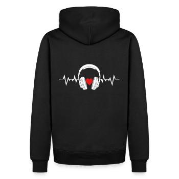 Kopfhoerer Sound Heartbeat Klang Herz Musik - Männer Premium Bio Hoodie - Schwarz - Hinten - Nico (187cm)