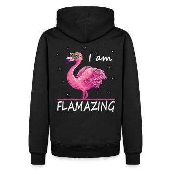 Flamant drôle, je flambe - Sweat à capuche Premium bio Homme - noir - Dos - Nico (187cm)