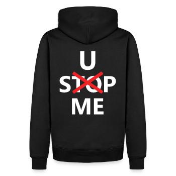 U Stop me - Sweat à capuche Premium bio Homme - noir - Dos - Nico (187cm)