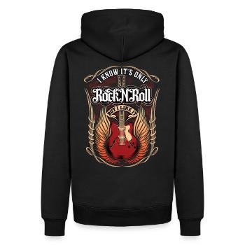 rock roll - Rock Shirt mit Flammen - Männer Premium Bio Hoodie - Schwarz - Hinten - Nico (187cm)
