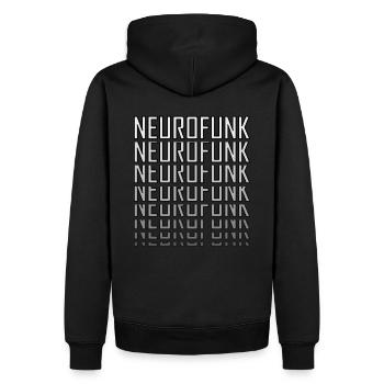 Neurofunk backprint - Men’s Premium Organic Hoodie - black - Back - Nico (187cm)