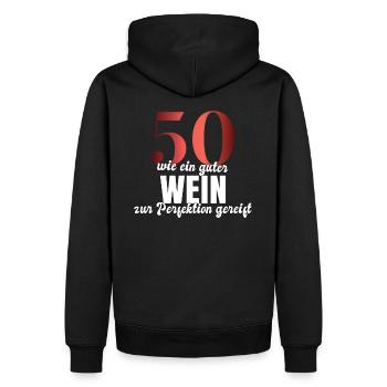 50.Geburtstag Wein Geschenk runder Geburtstag - Männer Premium Bio Hoodie - Schwarz - Hinten - Nico (187cm)