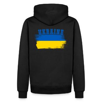 Ukraine drapeau vintage drapeau du pays d'origine - Sweat à capuche Premium bio Homme - noir - Dos - Nico (187cm)