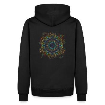 Trippy Wellen Mandala | Abstrakte Kunst - Männer Premium Bio Hoodie - Schwarz - Hinten - Nico (187cm)