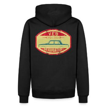 Wartburg 353 Oldschool - DEKORATIEF T-Shirt - Männer Premium Bio Hoodie - Schwarz - Hinten - Nico (187cm)