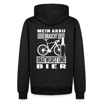 Fahrrad Bratwurst und Bier Radtour Grillen - Männer Premium Bio Hoodie - Schwarz - Hinten - Nico (187cm)