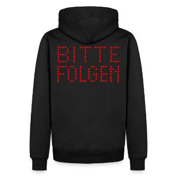 Bitte Folgen LED Schrift Polizei Geschenk - Männer Premium Bio Hoodie - Schwarz - Hinten - Nico (187cm)