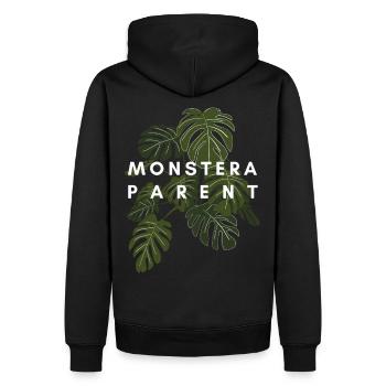 MONSTERA PARENT - Männer Premium Bio Hoodie - Schwarz - Hinten - Nico (187cm)