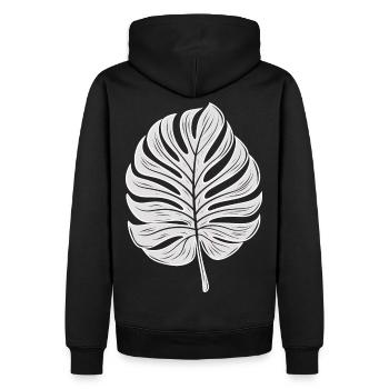Feuille de Monstera cool, Motif de plantes - Sweat à capuche Premium bio Homme - noir - Dos - Nico (187cm)