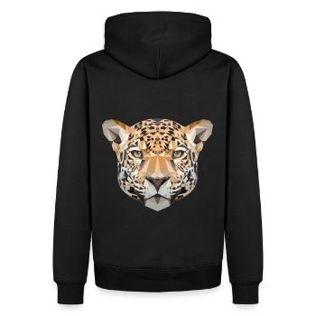 Leopard Kopf Polygon Leopardenkopf geometrisch - Männer Premium Bio Hoodie - Schwarz - Hinten - Nico (187cm)