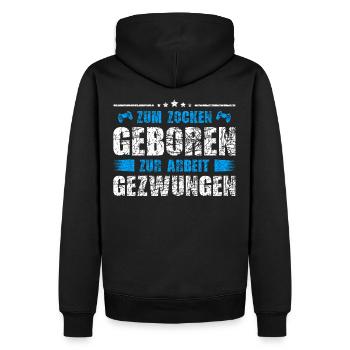 Zum Zocken geboren zur Arbeit gezwungen Controller - Männer Premium Bio Hoodie - Schwarz - Hinten - Nico (187cm)