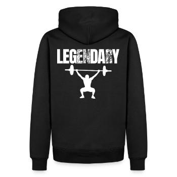 Bodybuilder Leg Day Barbell Strength Training - Men’s Premium Organic Hoodie - black - Back - Nico (187cm)