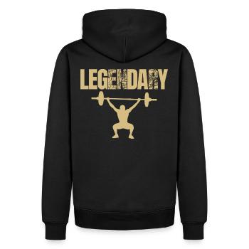 Bodybuilder Leg Day Barbell Strength Training - Men’s Premium Organic Hoodie - black - Back - Nico (187cm)