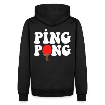 Ping Pong Outfit mit Tischtennisschläger - Männer Premium Bio Hoodie - Schwarz - Hinten - Nico (187cm)