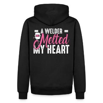 Welder outfit for welders - Men’s Premium Organic Hoodie - black - Back - Nico (187cm)