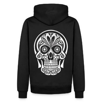 Crâne avec ambiance mexicaine - Sweat à capuche Premium bio Homme - noir - Dos - Nico (187cm)