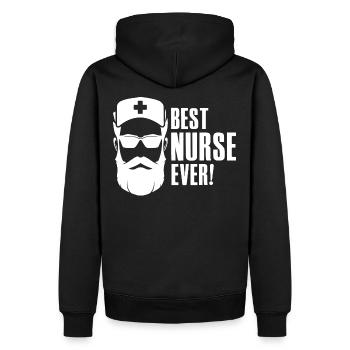Best Nurse Ever - Krankenschwester Pfleger Notarzt - Männer Premium Bio Hoodie - Schwarz - Hinten - Nico (187cm)