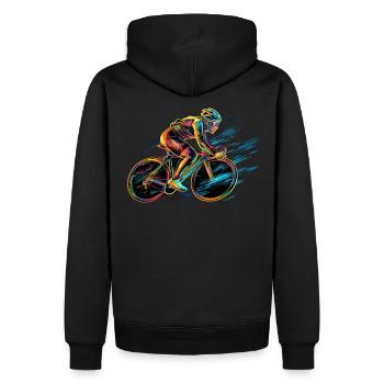 Fahrrad Outfit für Radfahrer Radsport Rennrad - Männer Premium Bio Hoodie - Schwarz - Hinten - Nico (187cm)