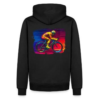 Fahrrad Outfit für Radfahrer Radsport Rennrad - Männer Premium Bio Hoodie - Schwarz - Hinten - Nico (187cm)