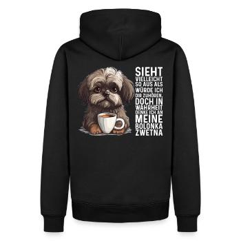 Ich denke an meine Bolonka Zwetna Hund Bolonka - Männer Premium Bio Hoodie - Schwarz - Hinten - Nico (187cm)