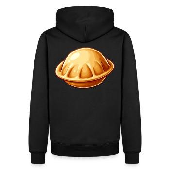 J’aime Pelmeni disant en russe drôle - Sweat à capuche Premium bio Homme - noir - Dos - Nico (187cm)