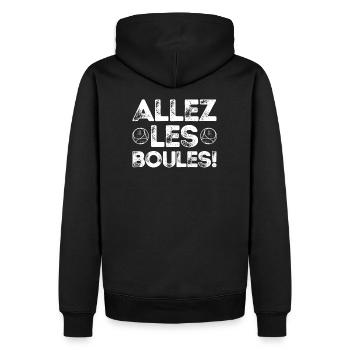 Allez les Boules Spruch Boulekugel für Bouler - Männer Premium Bio Hoodie - Schwarz - Hinten - Nico (187cm)
