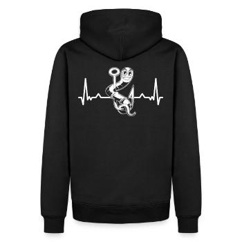 Herzschlag Angler Kostüm für Fischer Anglen Wurm - Männer Premium Bio Hoodie - Schwarz - Hinten - Nico (187cm)