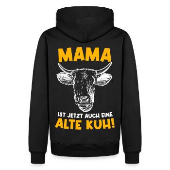 Mama ist jetzt auch eine alte Kuh rund Geburtstag - Männer Premium Bio Hoodie - Schwarz - Hinten - Nico (187cm)