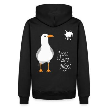 Seagulls, seagulls, sea, beach, fuck it - Men’s Premium Organic Hoodie - black - Back - Nico (187cm)