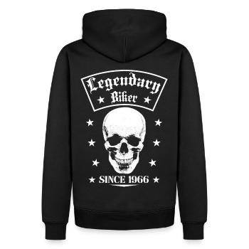 Legendary biker since 1966 - Men’s Premium Organic Hoodie - black - Back - Nico (187cm)