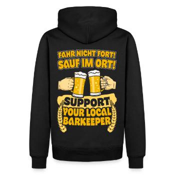 Sauf im Ort! - Männer Premium Bio Hoodie - Schwarz - Hinten - Nico (187cm)