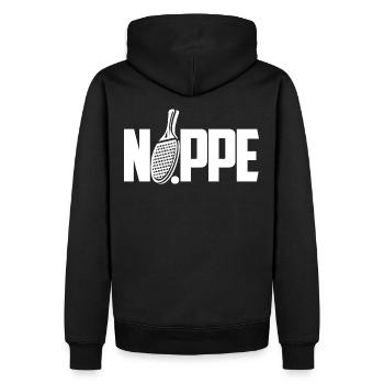 Tischtennis Noppe Design mit Tischtennisschläger - Männer Premium Bio Hoodie - Schwarz - Hinten - Nico (187cm)