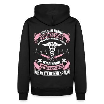 Assistant/e soins - princesse - Sweat à capuche Premium bio Homme - noir - Dos - Nico (187cm)