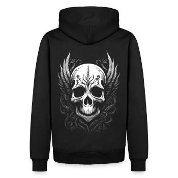 Skull with wings - ornament - Men’s Premium Organic Hoodie - black - Back - Nico (187cm)