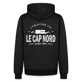 j'peux pas j'ai cap nord cadeau humour camping car - Sweat à capuche Premium bio Homme - noir - Dos - Nico (187cm)