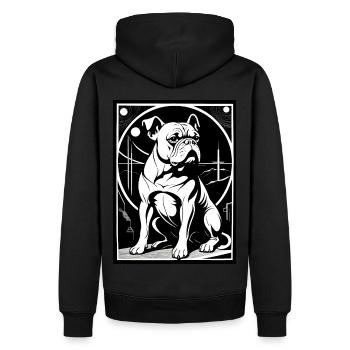 Bouledogue anglais - Sweat à capuche Premium bio Homme - noir - Dos - Nico (187cm)