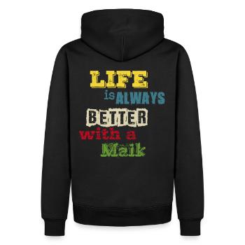 life is always better with a Maik - Männer Premium Bio Hoodie - Schwarz - Hinten - Nico (187cm)