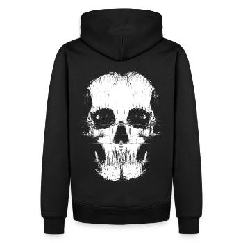 Psycho Glitch Skull - Männer Premium Bio Hoodie - Schwarz - Hinten - Nico (187cm)