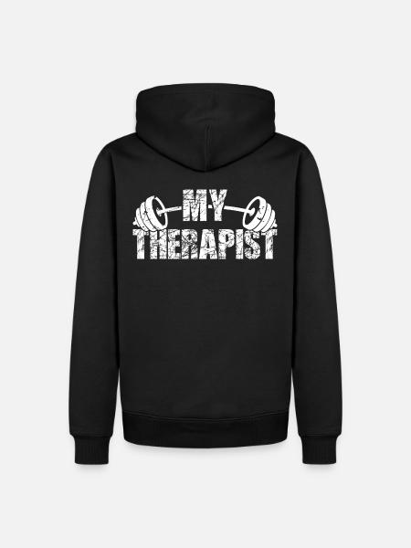 My Therapist Barbell Bodybuilder Saying - Men’s Premium Organic Hoodie - black