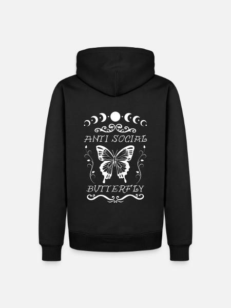 Papillon antisocial - Sweat à capuche Premium bio Homme - noir